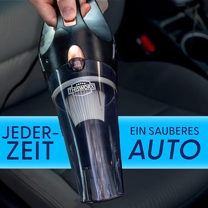 ThisWorx Car Vacuum Cleaner - Portable Handheld Mini Vacuum Cleaner W/ 16ft Cord, Bag, & Attachments - Small Vacuum for Car, RV, Boats, Travel