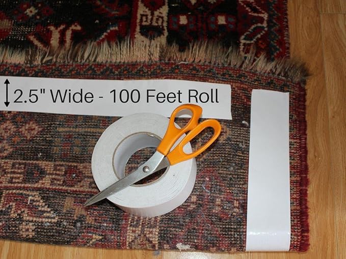 PRETMANNS Double Sided Carpet Tape - for Keeping Area Rugs & Carpets in Place – Great for Wood Working & Craft Projects - 33 Yards (2.5”Wide X 100ft Long)