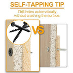 KURUI #6 * 1-5/8in Drywall Screws, Dry Wall Screws for Drywall Wood, 173Pcs Coarse Thread Sheetrock Screws - Black Bugle-Head Phillips Self Tapping Wood Screws