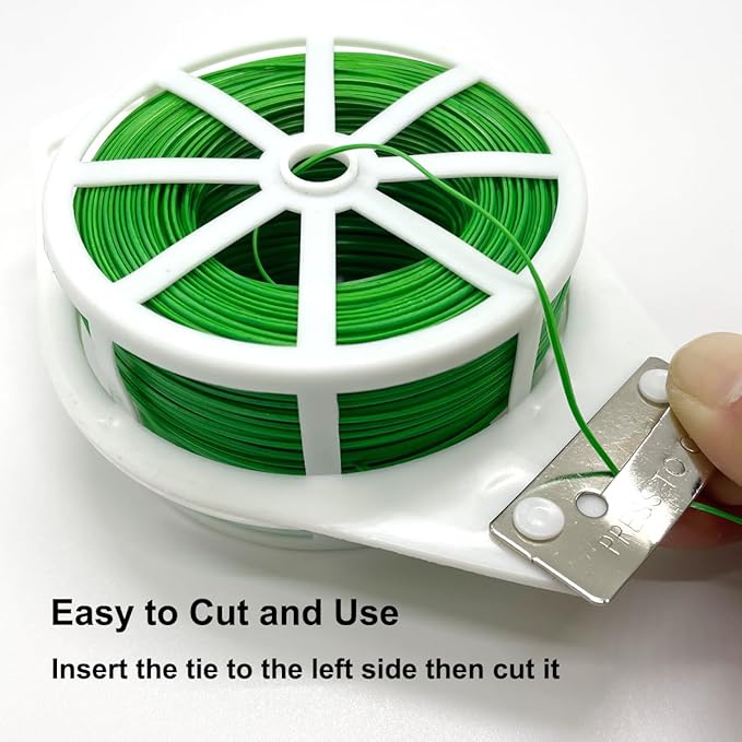 656ft (200m) Twist Ties, Garden Plant Ties with Cutter, Reusable Multifunctional Plant Ties, Fixing Vines Plant Support for Gardening Home Office(Green)