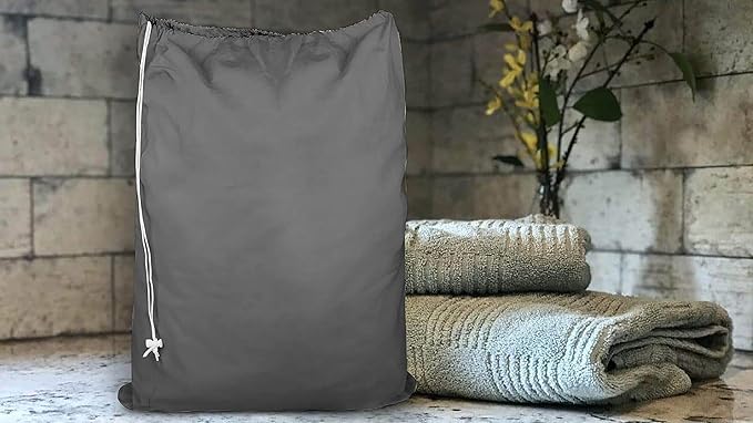 Urban Villa Laundry Bag Canvas|Dirty Clothes Travel Laundry Bag|Machine Washable|Reusable College Hostel Hamper Liner Bag for Garments Delicates Drawstring Closure 1 Pack Grey Color|Size 28X36 Inches