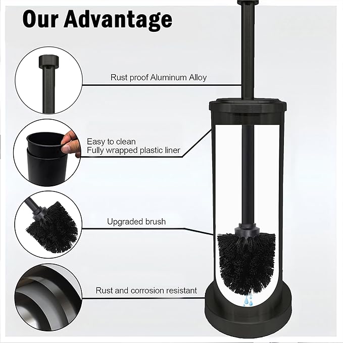 Matte BlackToilet Bowl Brush with Holder, Durable Bathroom Cleaning Tool, Modern Design for Easy Toilet Maintenance, Bathroom Cleaner Brush for Efficient Cleaning and Hygiene