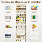 Over The Door Organizer, 6 Shelf Door Hanging Organizers with 6 Large Capacity Pockets, Behind Door Storage Hanging Shelves for Closet Wall Bathroom Bedroom Nursery