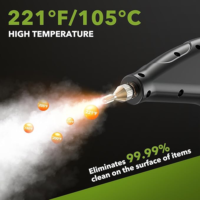 Steam Cleaner for Home & Car Detailing, 2500W Pressurized Handheld Steam Cleaner, 15s Fast Heating, 6 Levels Steam Output, 1.2L Water Tank