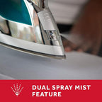 Sunbeam Turbo Steam Iron, 1400 Watt, Nonstick Ceramic Soleplate, Horizontal or Vertical Shot of Steam, Quick Heating, 3-Way Auto-Off, White and Chrome (Chrome/Teal)