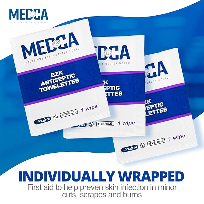 Hand Wipes – (Pack of 4000) Benzalkonium Chloride Swabs Individual BZK Single-Use Packets by MEDca