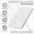 Zhengmy 100 Pieces Sponges Bulk Sponges Kitchen Compressed Sponge Natural Dish Sponge Compressed Wood Pulp Cleaning Without Scratching for Kitchen Bathroom, 3.9 x 2.4 x 0.12 Inch (White)