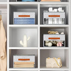 Homsorout Drawer Organizers and Storage - 6 Pack Foldable Pants Organizer with Clear Window & Handles, Fabric Closet Organizer for Clothes, Jeans, Sweaters, Towels, T-shirt, Scarf (Ant Light Gray)