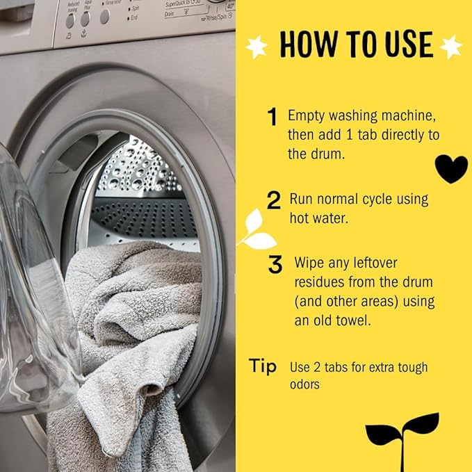Molly's Suds Washing Machine Cleaner | Removes Odors & Grime from Front & Top Loader Machines, Including HE (Citrus - 10 Tablets)