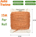 Jute Twine 15m Long Twine String for Crafts Gift Wrapping Packing Gardening Crochet Knitting Macrame Decor (Pale Pumpkin)