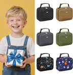 Lunch Box Kids Insulated Lunch Bag for Boys Girls Cute Reusable Lunch Tote Bag Waterproof Portable Thermal Lunch Box Kids for School Picnic Travel Grey