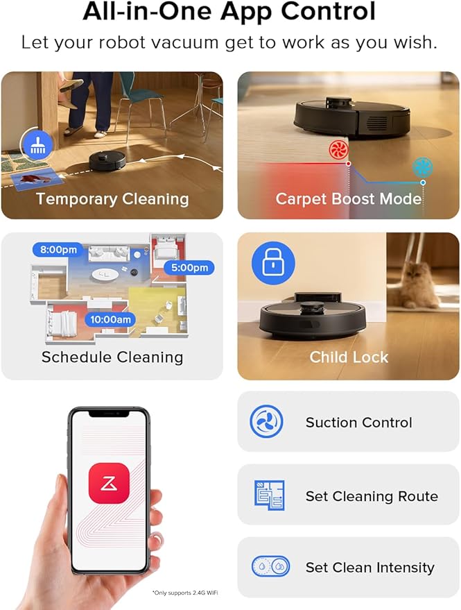 roborock Q7 L5 Robot Vacuum and Mop Combo, 8,000Pa Suction, Upgraded from Q5 Pro, Dual Anti-Tangle System, LiDAR Navigation, Multi-Level Mapping, Self-Charging Robotic Vacuum Cleaner, Black