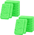 12 - Pack Non-Scratch Scrub Sponges - Sponges for Dishes and Washing Dishes, Cleaning Sponges for Kitchen Home Bathroom Cars, Funny Cut-Outs DIY for Kids (Green)