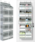 Yecaye 5-Tier Over The Door Organizer Dual-Column, 80lbs Load Extra Large Over the Door Storage of 10 Compartments, Heavy Duty Door Organizer Hanging for Bedroom Closet Nursery Bathroom Pantry, Gray