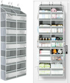 Yecaye 5-Tier Over The Door Organizer Dual-Column, 80lbs Load Extra Large Over the Door Storage of 10 Compartments, Heavy Duty Door Organizer Hanging for Bedroom Closet Nursery Bathroom Pantry, Gray