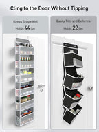 Yecaye 2 Pack Over The Door Organizer, 6-Tier Closet Door Hanging Organizer with 12 Mesh Pockets, Bathroom Organizers and Storage, Ultra Sturdy Large Capacity Over Door Storage Newborn Baby Essentials