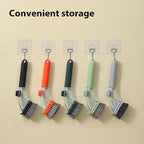 Soap Dispensing Dish Brush with Handle, Kitchen Scrub Brush for Dishes Pots Pans Sink Cleaning (Black)