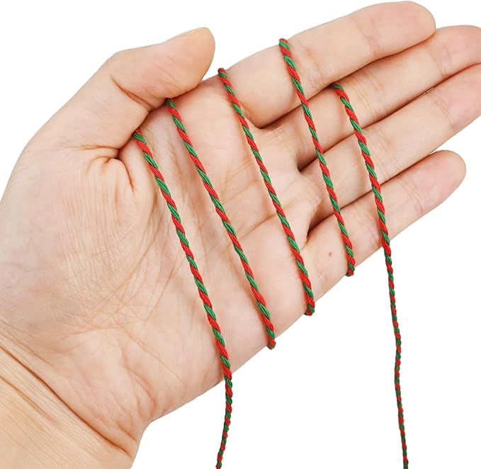 Cotton Twine Green and Red Baker String 2mm Thick 328 Feet Christmas Twine for Gift Wrapping DIY Crafts Home Decoration Gardening
