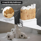 Toilet Paper Storage Basket,Scalloped Wicker Basket for Bathroom Organizers and Storage,Hand-Woven Rattan Bathroom Decor Accessories,Natural Water Hyacinth