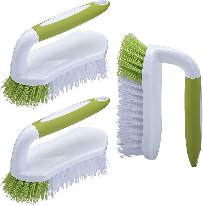 Heavy-Duty Scrub Brush for Bathroom, Kitchen, Shower, Tile, Carpet, and Bathtub Cleaning, 3 Pack