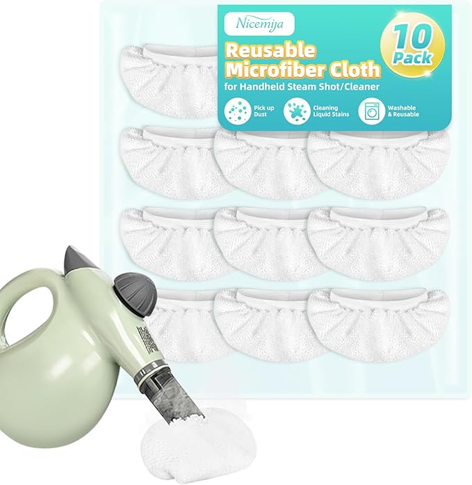 10 Pack Microfiber Cloth for Handheld Steam Shot, Steam Cleaner Accessories, Reusable Washable Steam Mop Pads Compatible with Bissell Steam Shot, Wagner, McCulloch