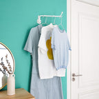 Mkono Wall Mounted Clothes Hanger with Swing Arm Holder Valet Hook Metal Hanging Laundry Drying Rack Space Saver for Closet Organizer, Laundry Room Organization Bathroom, Bedroom,2 Pcs, White