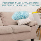 50pcs 360° Dusters Refills for Swiffer Dusters with 4X Microfibers,Blue Heavy Duty Efficient Duster Kit Disposable Dusters Refills with 1 Handle for Cleaning Furniture, Blinds, Ceiling Fans, Pet Hair