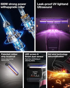 Jimmy Mattress Vacuum Cleaner, Bed Vacuum Cleaner with UV Sanitizing & HEPA Filter & Ultrasonic, Hot Wind and Air Purification, 15Kpa 500W Handheld Vacuums for Bed, Couch, Sofa, Crib (BX8-Corded)