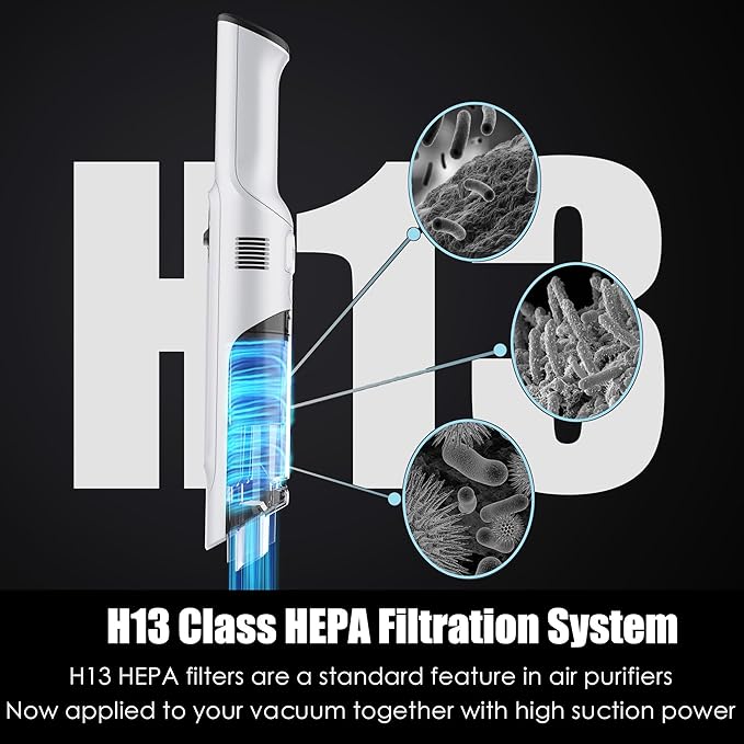 Handheld Vacuum Cordless, Lightweight 1.4lb with Powerful Suction, Charging Dock, Single Touch Empty and Detachable Dust Cup (Creamy White)