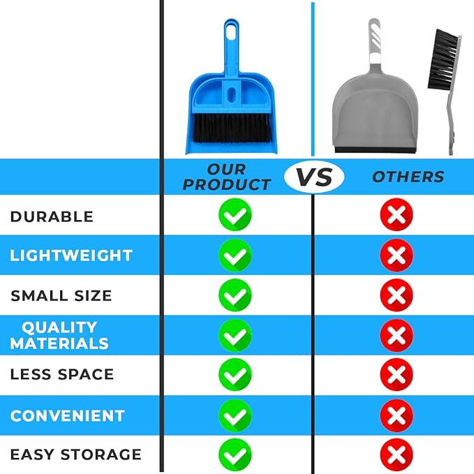 Mini Broom and Dustpan Set - Compact Cleaning Kit for Home, Car, Camping, Small Spaces, Pet Cleanup, and Travel - Durable Small Broom and Dustpan Set Mini - Pink Broom