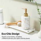 Water Absorbing Stone Sink Caddy, Diatomite Kitchen Sink Organizer, Bathroom Counter Tray, Faucet Drying Mat Coaster Soap Dish Rack Riser Dispenser Sponge Holder, Silver, White 10" x 4"