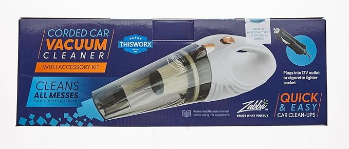ThisWorx Car Vacuum Cleaner - Portable Handheld Mini Vacuum Cleaner W/ 16ft Cord, Bag, & Attachments - Small Vacuum for Car, RV, Boats, Travel
