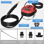 Handheld Steam Cleaner, 2500W Hand-Held High Pressure Portable Cleaning Machine with 3 Brush, High Temperature Steamer for Home Use, Kitchen, Furniture, Bathroom, Car (Red)