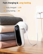 Fabric Shaver, Rechargeable Lint Shaver with Digital Display, Electric Portable Sweater Shaver with 6-Leaf Blades and Safety Lock, 3-Speeds Lint Remover to Remove Pilling for Clothes, Furniture White