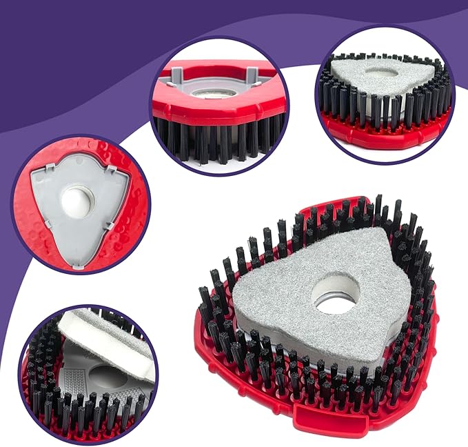 [2025 New Version] 2-Pack Oceda Scrubber Mop Heads for EasyWring 1-Tank System, Stiff-Bristle Brush Head with Built-in Scouring Pad for Deep Cleaning Floors and Tiles