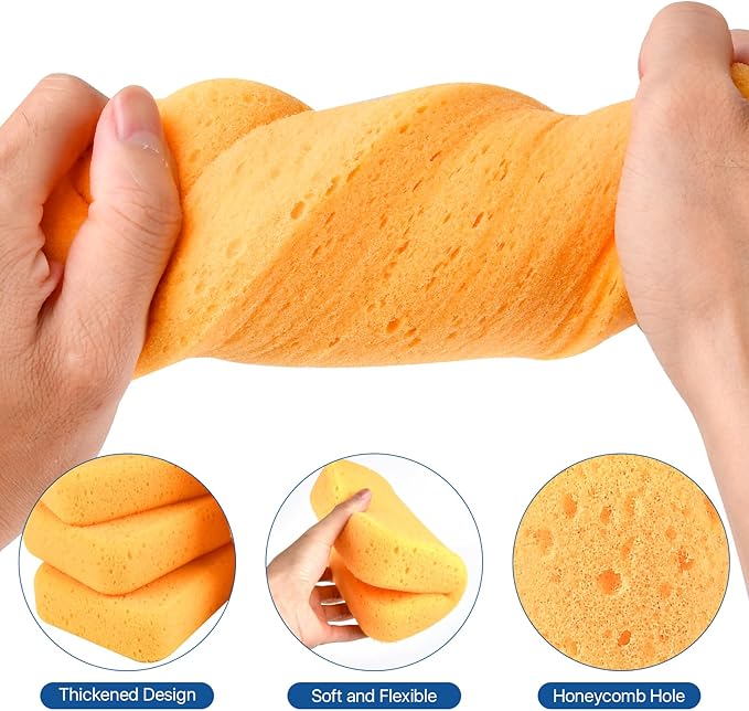 24 Pcs Large Cleaning Sponge, 7.5 x 5.5 x 1.9 Inch Grout Sponge, Yellow Car Wash Sponge, Multipurpose Large Sponges for Cleaning Kitchen, Window, Car, Bicycle