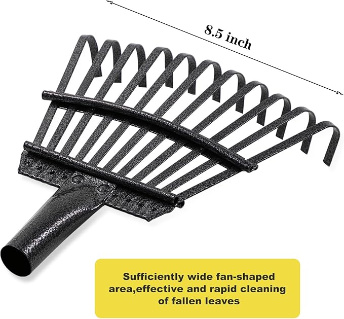 HOSKO 74 Inch Leaf Rake, 11 Tines Garden Rakes with Adjustable Sectional Handle for Quick Clean Up of Lawns, Garden, Farm, Pasture, Yard and Chicken Coop