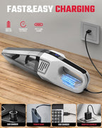 Handheld Vacuum Cordless, 9000PA Strong Suction, 2 Suction Modes, Fast Type-C Charging, Lightweight, Portable Car Vacuum Cleaner for Home Pet Office