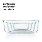 OXO Glass Food Storage Container, Rectangle, 1.6 Cup | Smart Seal | Leakproof | Pack of 2
