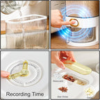 Sooyee Clear Rice Dispenser, Large Cereal Dispenser with Lid Time Scale, Measuring Cylinder Moisture Proof Airtight Food Dispenser Bucket for Rice, Corn,Coffee Bean,Grain,Soybean & Oatmeal