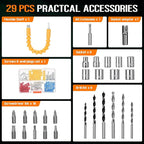 WORKBLESS 21V Power Drill Set, Cordless Drill with 2 Batteries and Charger, 3/8'' Keyless Chuck, Variable Speed, 18+1 Torque Setting and 28pcs Bits Tool Set(Orange)