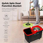 Simpli-Magic 360° Spin Mop and Bucket with Wringer – 3 High-Absorbent Microfiber Washable Heads, Soap Dispenser – Spinning Mop and Bucket Set for All Types Floor Cleaning