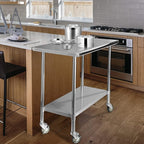 STABLEINK Stainless Steel Table with Caster Wheels 24 x 48 Inches, NSF Commercial Prep & Work Table with Adjustable Undershelf and Table Foot, for Commercial Kitchen, Restaurant, Hotel and Garage
