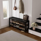 Wood Shoe Rack Bench for Entryway, 2 Tier Shoe Rack for Front Door Entrance, Shoe Bench with Shoe Storage for Entryway, Bedroom, 47.2"