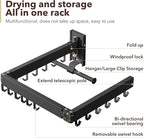 Clothes Drying Rack,Laundry Drying Rack Wall Mount, Wall Mounted Clothes Rack,Retractable,Collapsible(Tri-Fold),Drying Rack Clothing,can Fold Upward & Left & Right,Space Saver, White Color