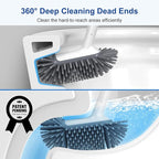 HAMITOR Toilet Bowl Brush Holder Set: 2Pack Deep Cleaning Silicone Toilet Scrubber Under Rim with Curved Bristle for Bathroom Dead Corner Clean - Modern Rv Decorative Accessories