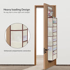 Univivi Over The Door Organizer - Wall Mount Hanging Organizer with 5 Large Compartments, 2 Small PVC Pockets and 8 Mesh Side Pockets for Cosmetics, Toys and Sundries (Beige)