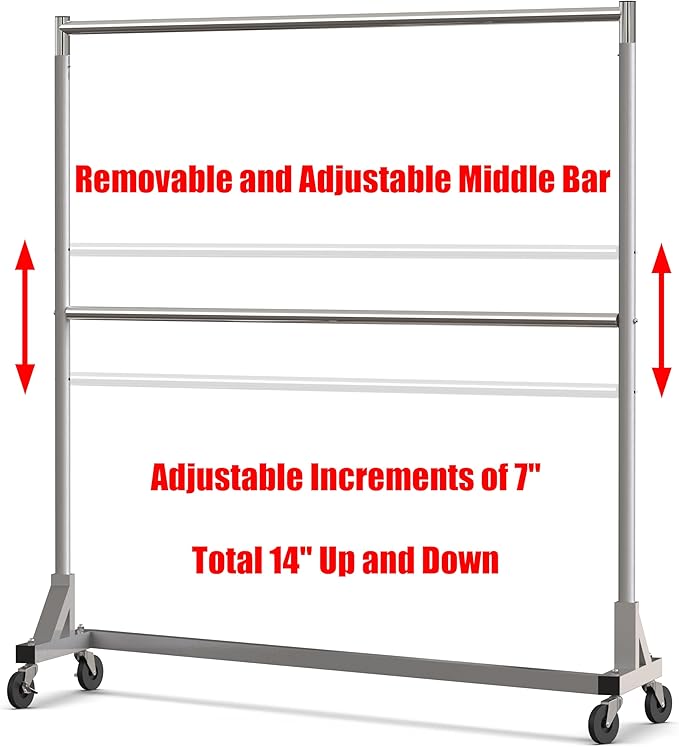 Simple Houseware Commercial Grade Z-Base Double Rod Garment Rack, 600lb Load, 63 inch, Silver