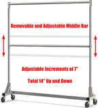 Simple Houseware Commercial Grade Z-Base Double Rod Garment Rack, 600lb Load, 63 inch, Silver