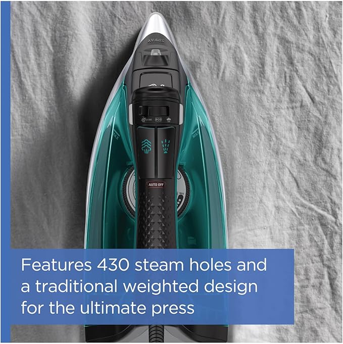 Rowenta Pro Master Stainless Steel Soleplate Steam Iron for Clothes, 210 g/min, 400 Microsteam Holes, Cotton, Wool, Poly, Silk, Linen, Nylon 1775 Watts Ironing, Garment Steamer, Powerful Steam DW8360